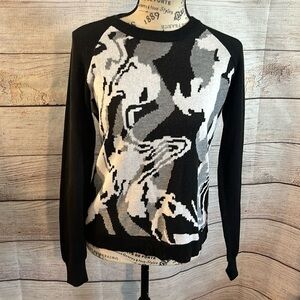 Peace of Cloth Sweater Abstract Design Black & White Size XS